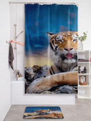 Штора для ванной с водоотталкивающей пропиткой «Любопытный тигр» - Фото 2
