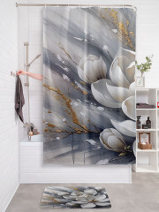 Штора для ванной с водоотталкивающей пропиткой «Магнолия на мазках краски» - Фото 2