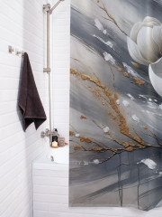 Штора для ванной с водоотталкивающей пропиткой «Магнолия на мазках краски» - Фото 3