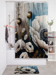 Штора для ванной с водоотталкивающей пропиткой «Маки на досках» - Фото 2