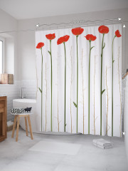 Штора для ванной с водоотталкивающей пропиткой «Маки на тонких стебельках» - Фото 1