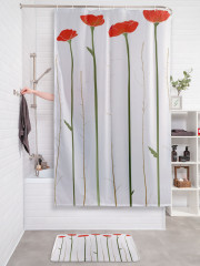 Штора для ванной с водоотталкивающей пропиткой «Маки на тонких стебельках» - Фото 2