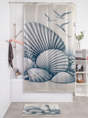 Штора для ванной с водоотталкивающей пропиткой «Маяк в ракушках» - Фото 2
