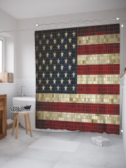 Штора для ванной с водоотталкивающей пропиткой «Мозаичный флаг Америки» - Фото 1