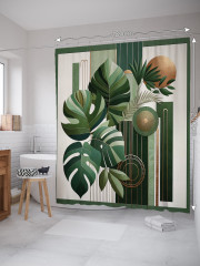 Штора для ванной с водоотталкивающей пропиткой «Монстера в искусстве» - Фото 1