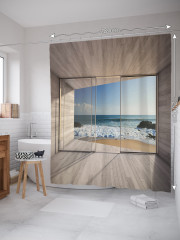 Штора для ванной с водоотталкивающей пропиткой «Море за стеклом» - Фото 1