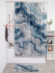 Штора для ванной с водоотталкивающей пропиткой «Мрамор голубой» - Фото 2