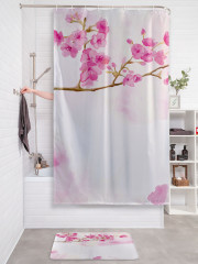Штора для ванной с водоотталкивающей пропиткой «Нежная ветка сакуры» - Фото 2