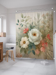 Штора для ванной с водоотталкивающей пропиткой «Нежные пионы» - Фото 1