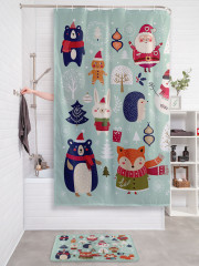 Штора для ванной с водоотталкивающей пропиткой «Новогодние зверюшки» - Фото 2