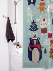 Штора для ванной с водоотталкивающей пропиткой «Новогодние зверюшки» - Фото 3