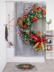 Штора для ванной с водоотталкивающей пропиткой «Новогодние колокольчики» - Фото 2