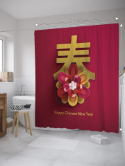 Штора для ванной с водоотталкивающей пропиткой «Новогодний лотос» - Фото 1