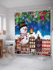 Штора для ванной с водоотталкивающей пропиткой «Новогодний снеговик» - Фото 1