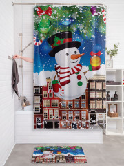 Штора для ванной с водоотталкивающей пропиткой «Новогодний снеговик» - Фото 2