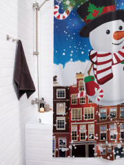 Штора для ванной с водоотталкивающей пропиткой «Новогодний снеговик» - Фото 3