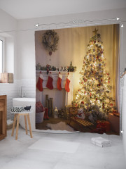 Штора для ванной с водоотталкивающей пропиткой «Новогодняя атмосфера» - Фото 1