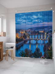 Штора для ванной с водоотталкивающей пропиткой «Ночная Прага» - Фото 1