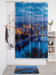 Штора для ванной с водоотталкивающей пропиткой «Ночная Прага» - Фото 2