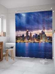 Штора для ванной с водоотталкивающей пропиткой «Ночной город» - Фото 1