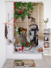 Штора для ванной с водоотталкивающей пропиткой «Обаятельный снеговик» - Фото 2