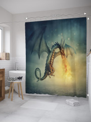 Штора для ванной с водоотталкивающей пропиткой «Огнедышащий дракон» - Фото 1