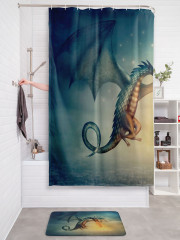 Штора для ванной с водоотталкивающей пропиткой «Огнедышащий дракон» - Фото 2
