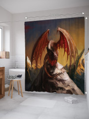 Штора для ванной с водоотталкивающей пропиткой «Одинокий дракон» - Фото 1