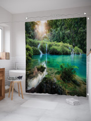 Штора для ванной с водоотталкивающей пропиткой «Озерные водопады» - Фото 1