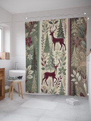Штора для ванной с водоотталкивающей пропиткой «Олени в лесу» - Фото 1