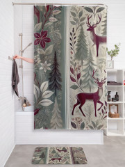 Штора для ванной с водоотталкивающей пропиткой «Олени в лесу» - Фото 2