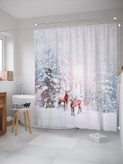 Штора для ванной с водоотталкивающей пропиткой «Олени в снегу» - Фото 1