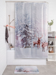 Штора для ванной с водоотталкивающей пропиткой «Олени в снегу» - Фото 2