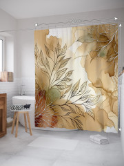 Штора для ванной с водоотталкивающей пропиткой «Орнамент листьев» - Фото 1