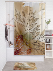 Штора для ванной с водоотталкивающей пропиткой «Орнамент листьев» - Фото 2