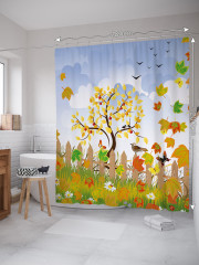 Штора для ванной с водоотталкивающей пропиткой «Осенний дворик» - Фото 1