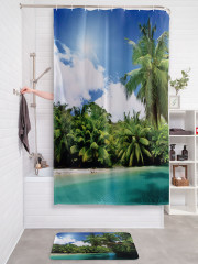 Штора для ванной с водоотталкивающей пропиткой «Пальмы на берегу пляжа» - Фото 2