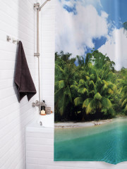 Штора для ванной с водоотталкивающей пропиткой «Пальмы на берегу пляжа» - Фото 3