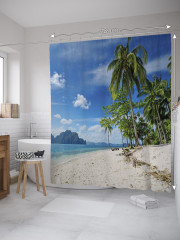 Штора для ванной с водоотталкивающей пропиткой «Пальмы на островах» - Фото 1