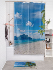 Штора для ванной с водоотталкивающей пропиткой «Пальмы на островах» - Фото 2