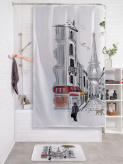 Штора для ванной с водоотталкивающей пропиткой «Париж кафе и эйфелевая башня» - Фото 2