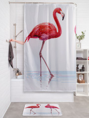 Штора для ванной с водоотталкивающей пропиткой «Парочка фламинго» - Фото 2