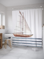 Штора для ванной с водоотталкивающей пропиткой «Парусная лодка» - Фото 1