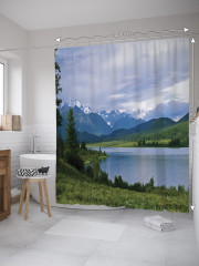 Штора для ванной с водоотталкивающей пропиткой «Пейзаж гор» - Фото 1