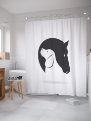 Штора для ванной с водоотталкивающей пропиткой «Пес и лошадь» - Фото 1