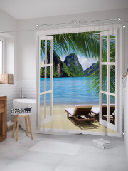 Штора для ванной с водоотталкивающей пропиткой «Пляжное окно» - Фото 1