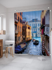 Штора для ванной с водоотталкивающей пропиткой «По улицам на лодке» - Фото 1