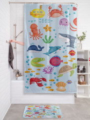 Штора для ванной с водоотталкивающей пропиткой «Подводные жители наив» - Фото 2
