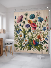Штора для ванной с водоотталкивающей пропиткой «Полевые цветы» - Фото 1