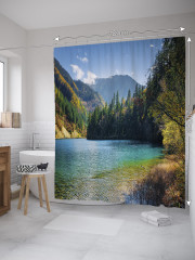 Штора для ванной с водоотталкивающей пропиткой «Пологий берег горного озера» - Фото 1